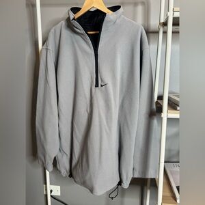 Nike center swoosh. Y2K. Light Gray Fleece Jacket. Reversible windbreaker